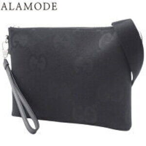 Gucci Jumbo GG Messenger Bag Crossbody Clutch Leather Canvas Black